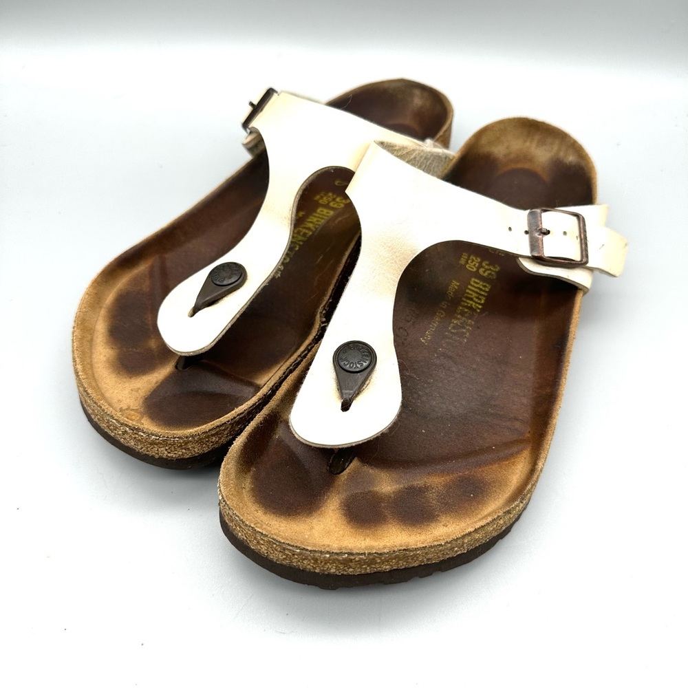 Birkenstock Gizeh Sandals Size 39 Women’s 8 Soft Footbed White Beige